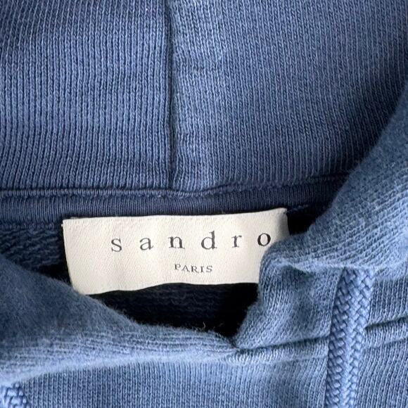 Sandro Hoodie Blue Striped Pullover Cotton Stripe Large - Picture 3 of 5